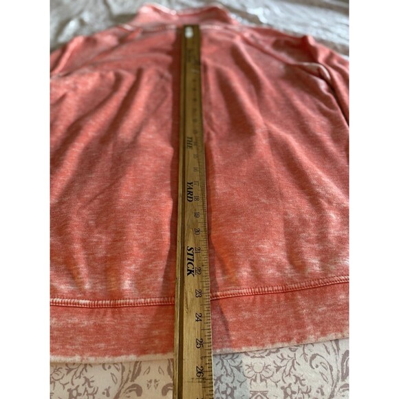 Green Tea Sweatshirt Womens M Pullover Mock Cowl Neck Pocket Mineral Wash Orange - Picture 7 of 9